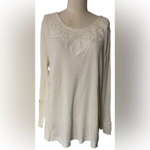 Style & Co. Petite PXL Warm Ivory Lace-Appliqué Top